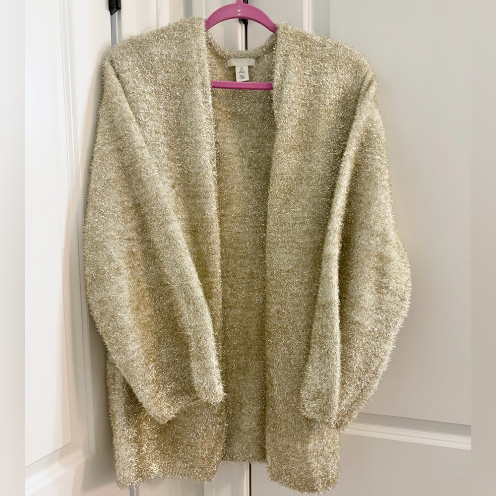 H&M Textured Gold Festive Cardigan